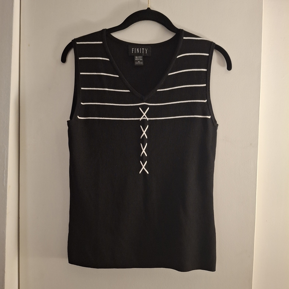 Finity Black and White Striped Tank Top